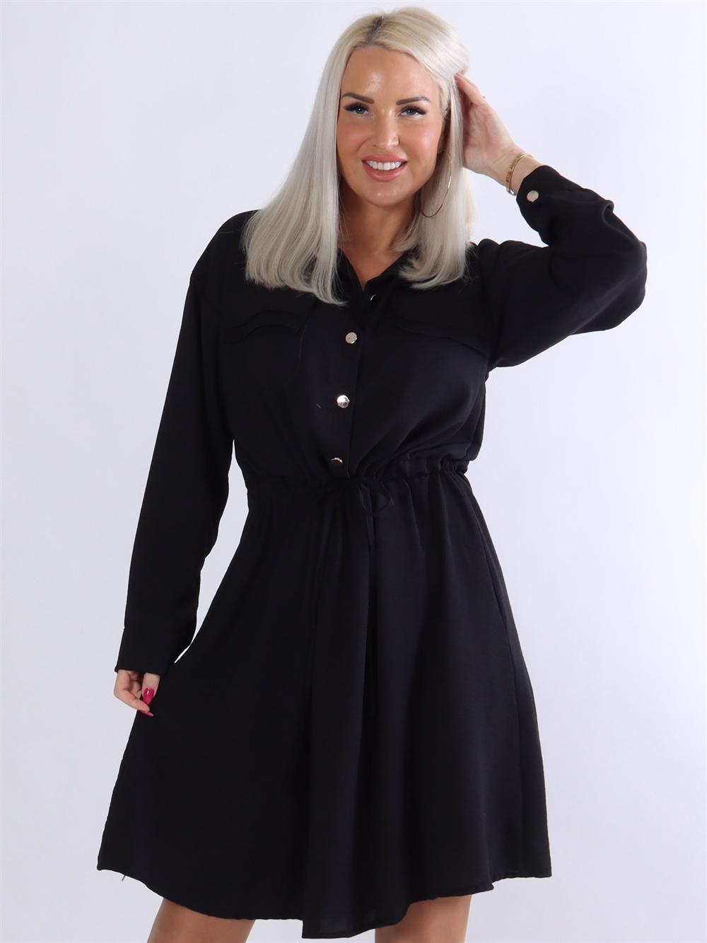 Hanine - Skjorta med guldknappar och spets i midjan